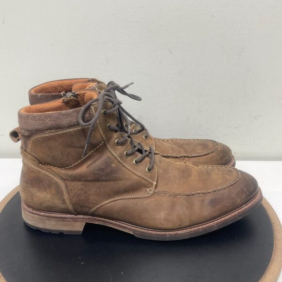 Florsheim Boots Men's‎ Size 12 Chalet Moc Toe Brown Leather Ankle Zip - Picture 1 of 14